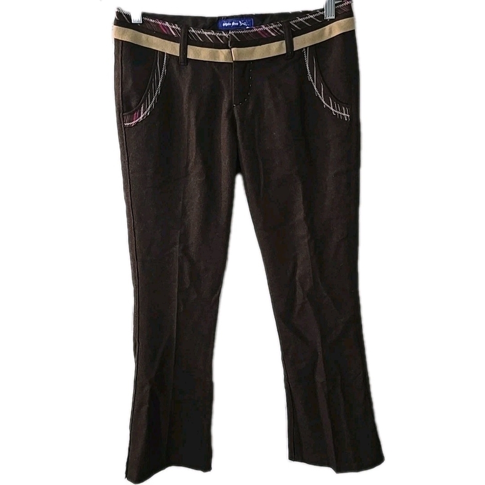 Triple Five Soul E89 Brown Flare Pants Womens‎ Size 4 Rayon Viscose Wool Blend